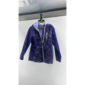Country Girls Purple Floral Softshell Hooded Jacket Full Zip 5/6